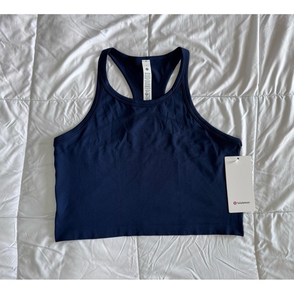 Lululemon Swiftly Tech Cropped Racerback Tank 2.0 Women's Size 14 Club Blue NWT - Picture 1 of 10